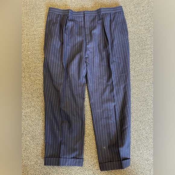 Polo Ralph Lauren Made in Italy Vintage Pin Stripe Wool Suit in Navy Size 46 R - Picture 13 of 16